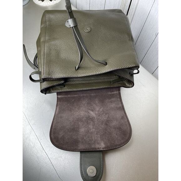 Polo Ralph Lauren Lennox Olive Green Leather Buckle Backpack Cinch Bag - Picture 5 of 8